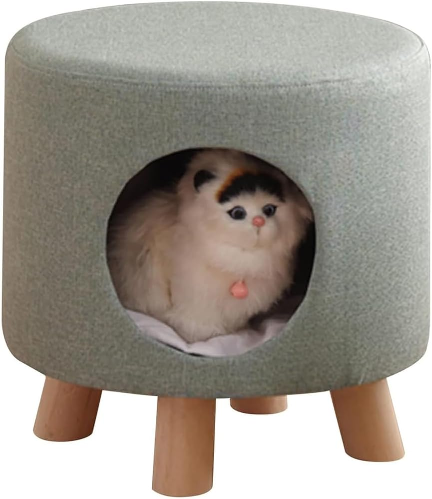 AIMALL Multi-Functional Wooden Cat Nest Stool with Soft Cushion and Three Colours (13.4 X 13.8 Inches)