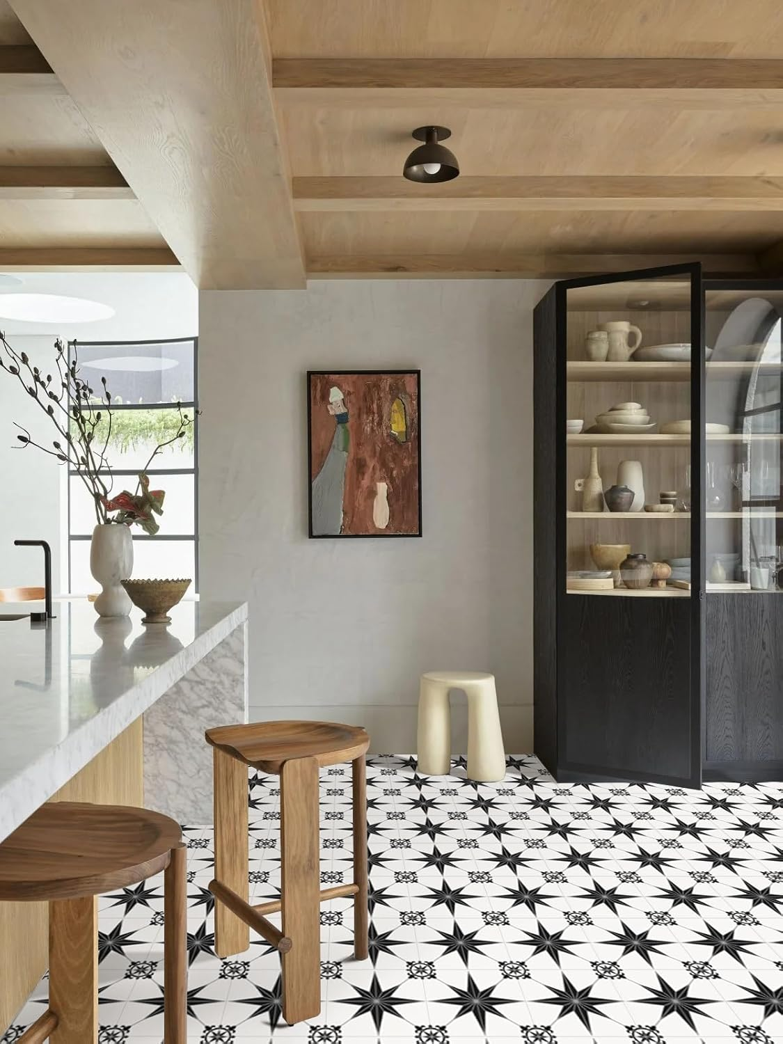 MORCART Peel and Stick Floor Tiles, Waterproof Removable Stick-On Floor Tiles, Self-Adhesive Vinyl Flooring for Bathroom, Kitchen, Entryway, Easy Home DIY (20X20Cm, 10 Sheets, Charcoal)