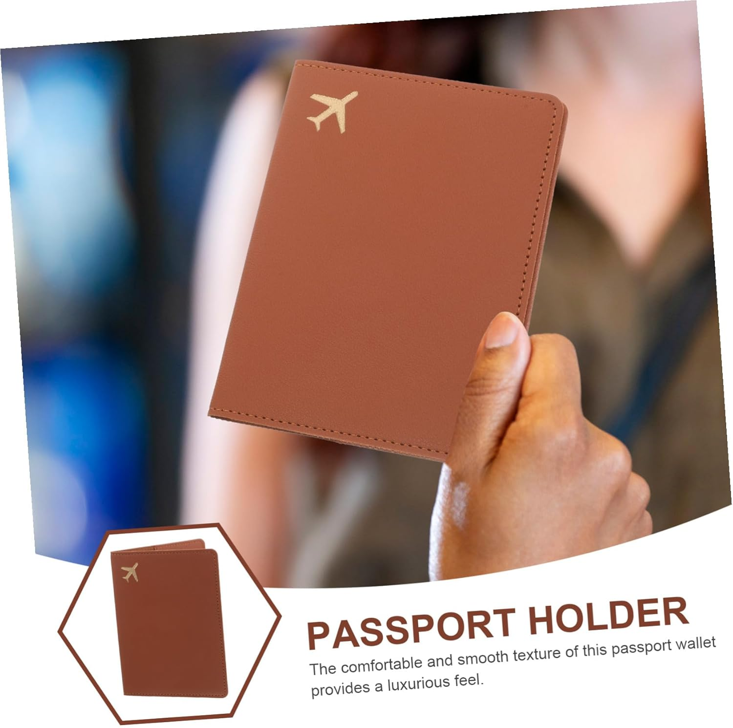 GAXIRE Travel Passport Holder Pu Leather RFID Blocking Card Holder Case with Zipper Pocket for Men Women Family Travel Document Organizer Brown