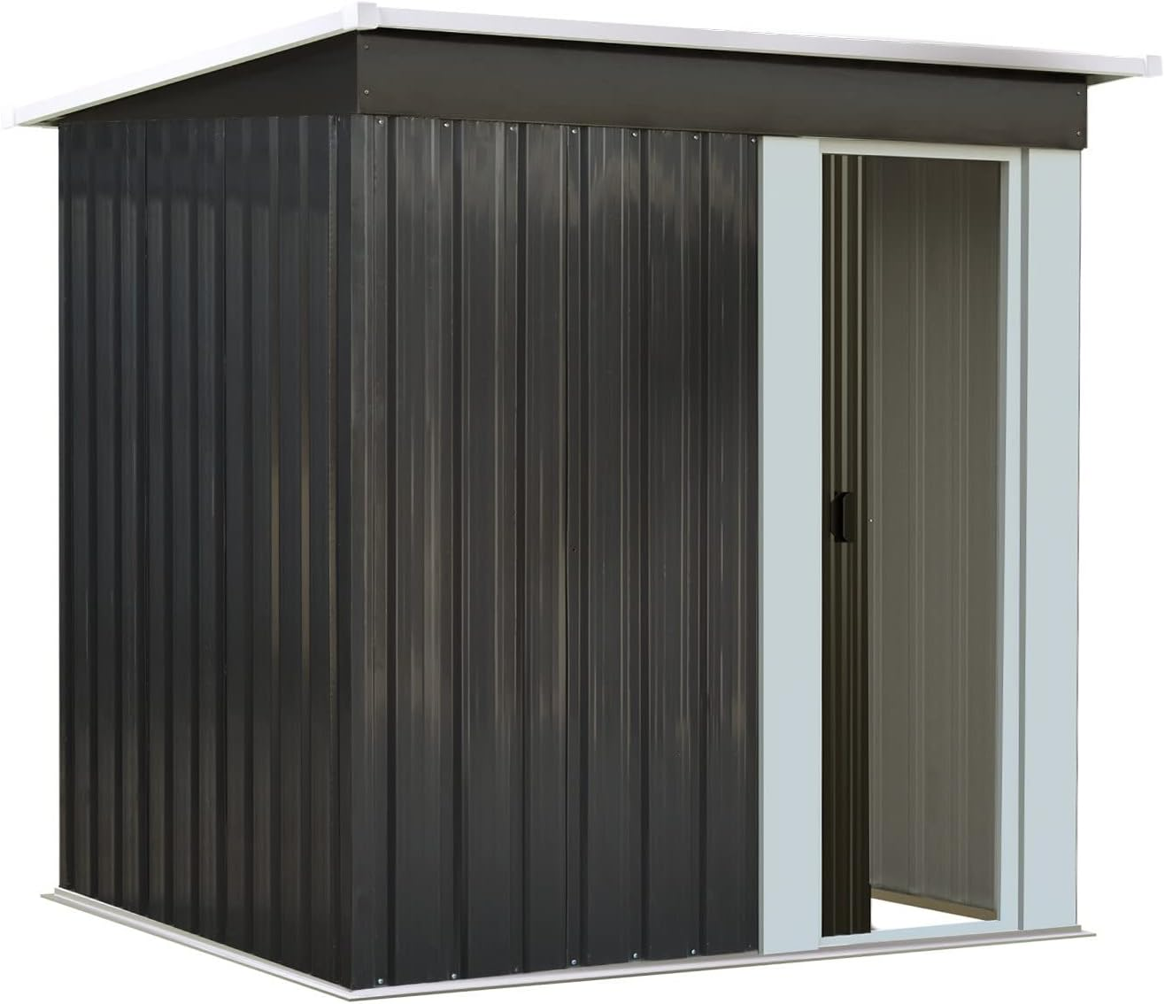 LI LIVSIP Garden Shed - Galvanised Steel Outdoor Storage Shed with Single Slope Roof Sliding Door, Gardening Tools Bikes Storage for Patio Backyard, 162X86X181Cm image number 5