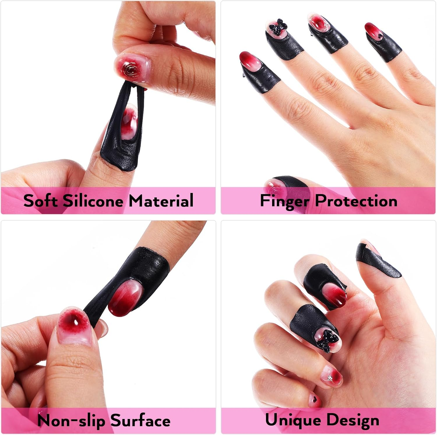 OHPHCALL 100Pcs Nail Polish Protector for Fingers U Shape Latex Nail Polish Barrier Peel off Skin Cuticle Protector Nail Guard Tape for Nail Stickers Painting Manicure Black image number 4