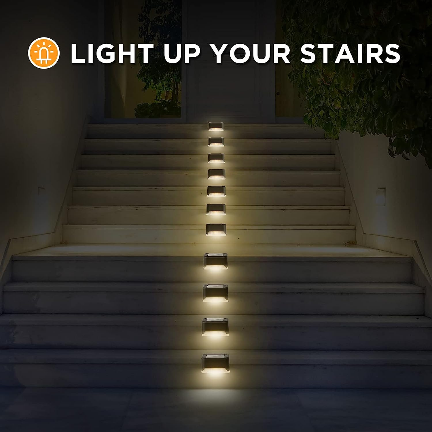 Advwin Solar Deck Lights, 16 Pack Solar Step Lights Waterproof Outdoor Solar Powered Stair Lights, LED Fence Lights for Stairs Step Fence Yard Pathway, Warm Light