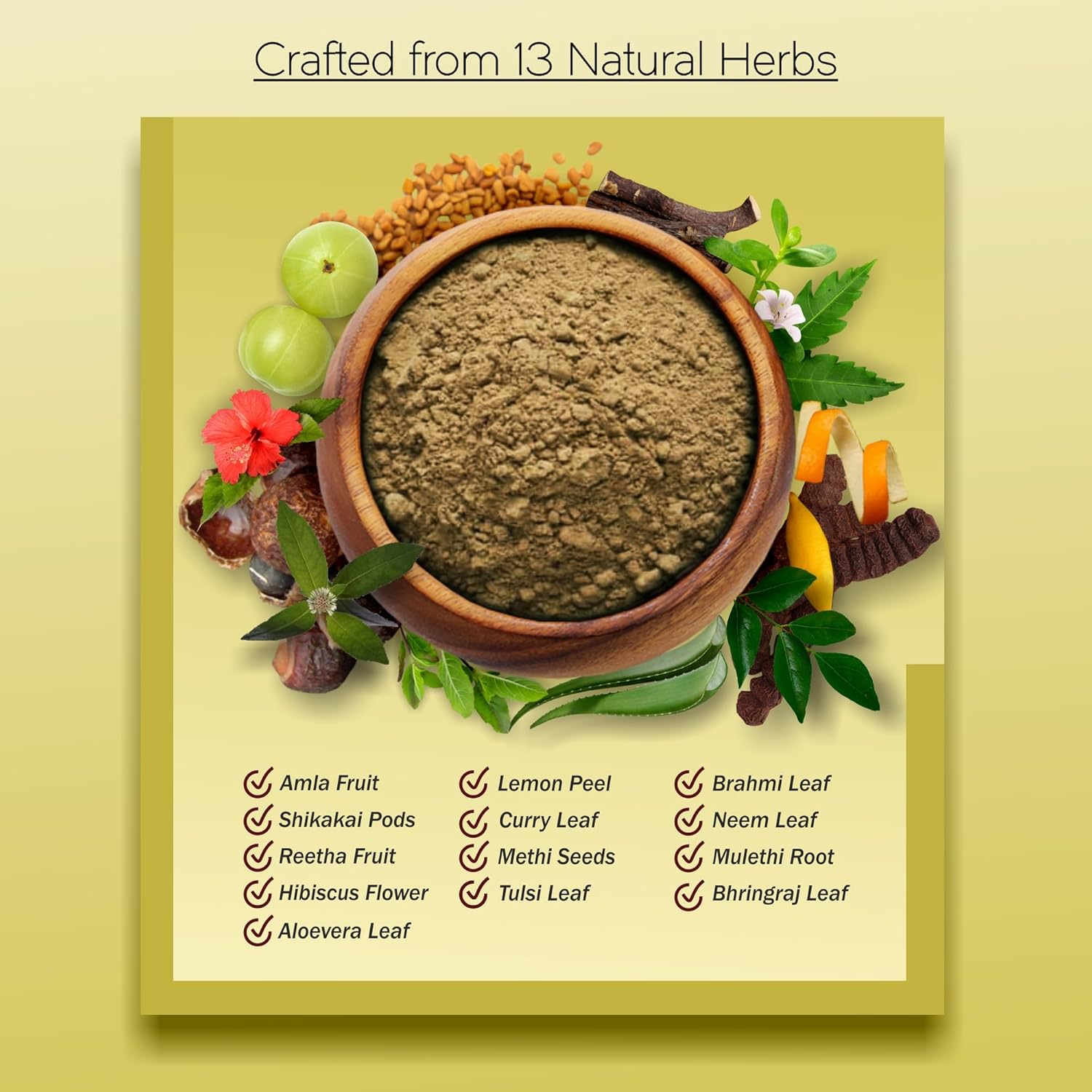 IYUSH Herbal Ayurveda Amla Reetha Shikakai 13 Herbs in One Hair Pack Powder for Hair Growth and Daily Natural Hair Wash - (Pack of 2) 100 Gm Each image number 1