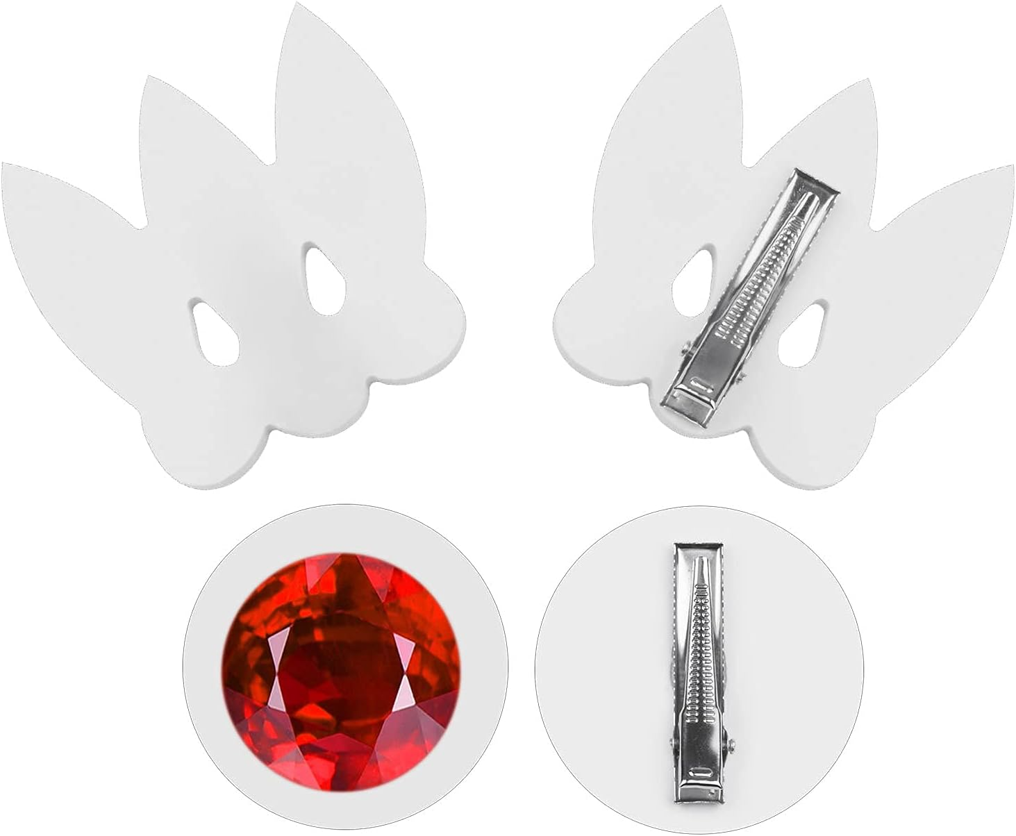 Moon Hair Clip, Tsukino Usagi Hairpin Headdress Sailor Chibi White and Red Jewelry Cosplay Props Hair Accessories