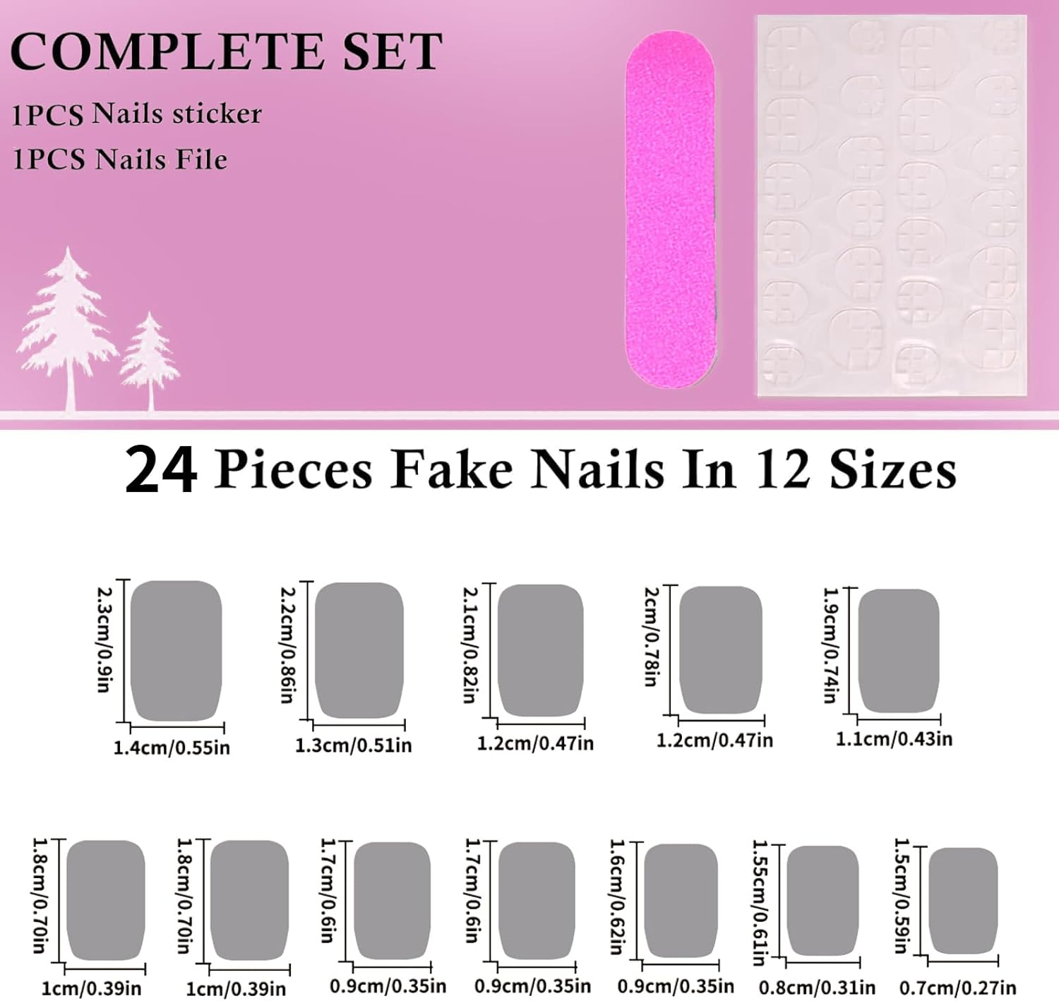 Qioon 24 Pcs Cat Eye Press on Nails, Pink Glitter French False Nails with Adhesive Tabs, Short Square Stick on Fake Fingernails for Women and Girls, Easy Nail Art Design image number 2