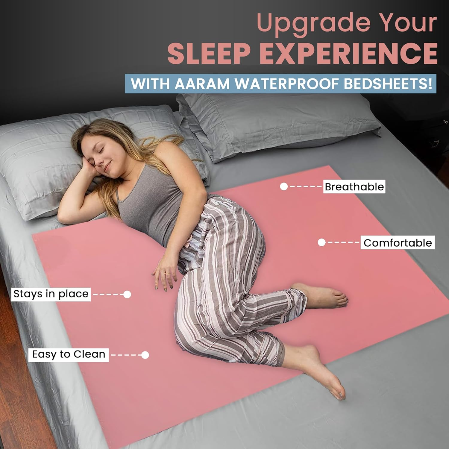 AARAM Waterproof Dry Rubber Bed Sheet Cover/Toddler Sleeping Mattress Protector/Urine Non-Absorbent Reusable Crib Mat Color Blue and Pink ((1 Meter) (36 X 39 Inches) (100 X 90 Cm) image number 5