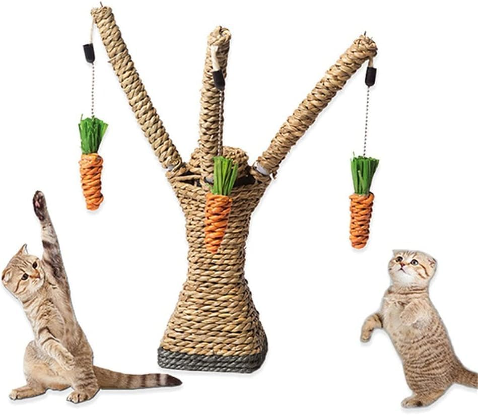 Wear-Resistant Cat Tree Straw Carrot Tree Cat Tower Scratcher Tree Playing Rope Loving Climbing Tree Toys for Kitten Pet image number 4