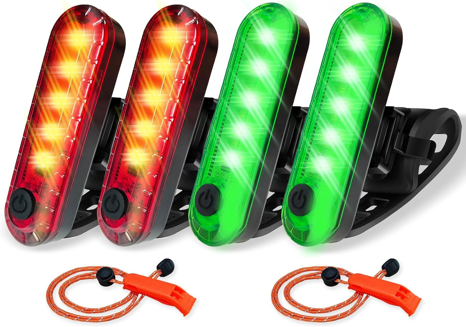 Amzonly LED Navigation Lights Kit for Boat Kayak, Stern Lights Battery Operated, 4Pack Rechargeable LED Lights for Night Kayaking, Bike Tail Light, 4 Light Mode Options, 2Pcs Safety Whistle Included