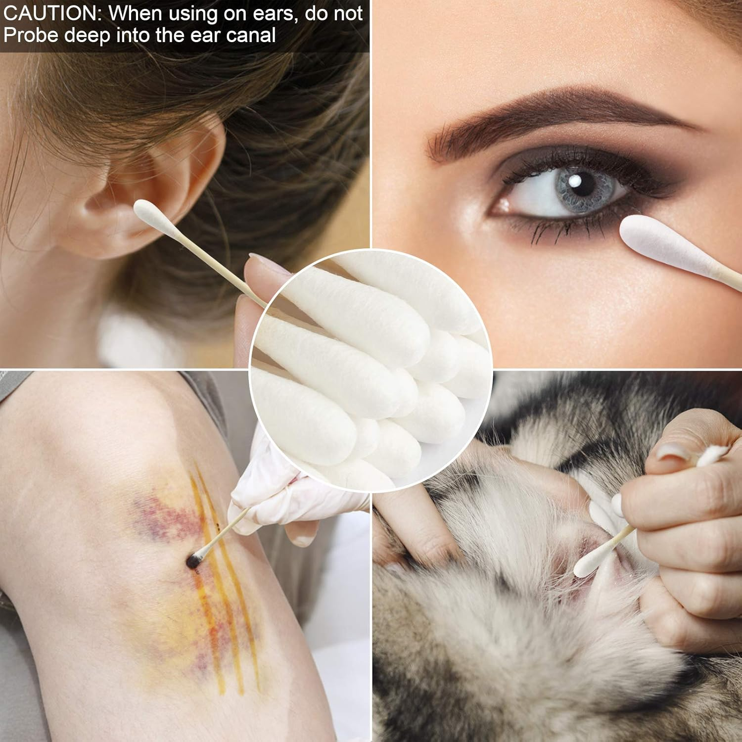 FOVURTE Bamboo Cotton Swabs 400 Count, Organic Cotton Swab round Tips, Natural Wooden Cotton Buds for Ears, Double Heads Ear Sticks Travel, Makeup Remover image number 2