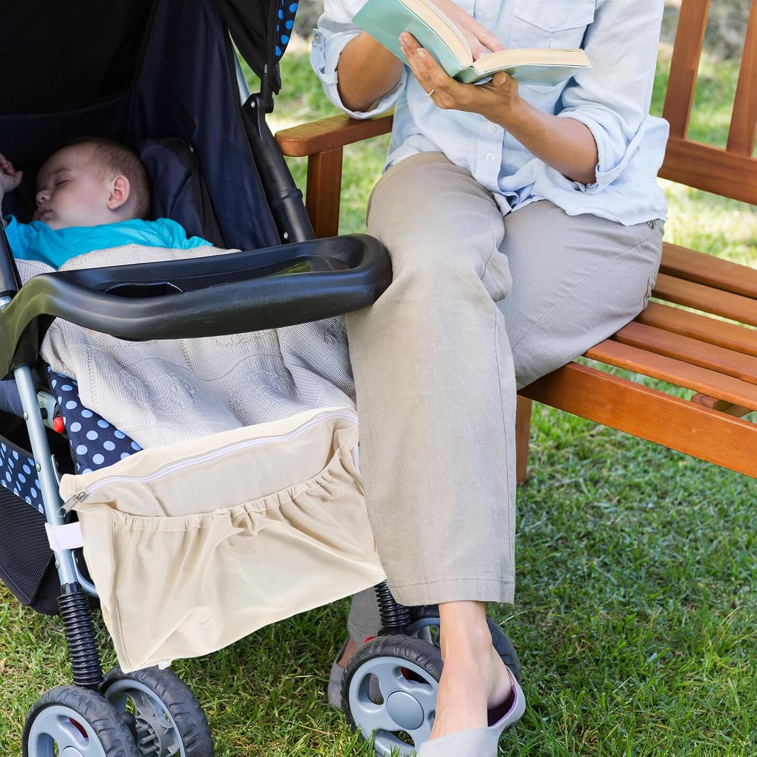 Totority Stroller Storage Bag Oxford under Stroller Basket Organizer for Shopping Nappy Storage at Park Mall image number 6