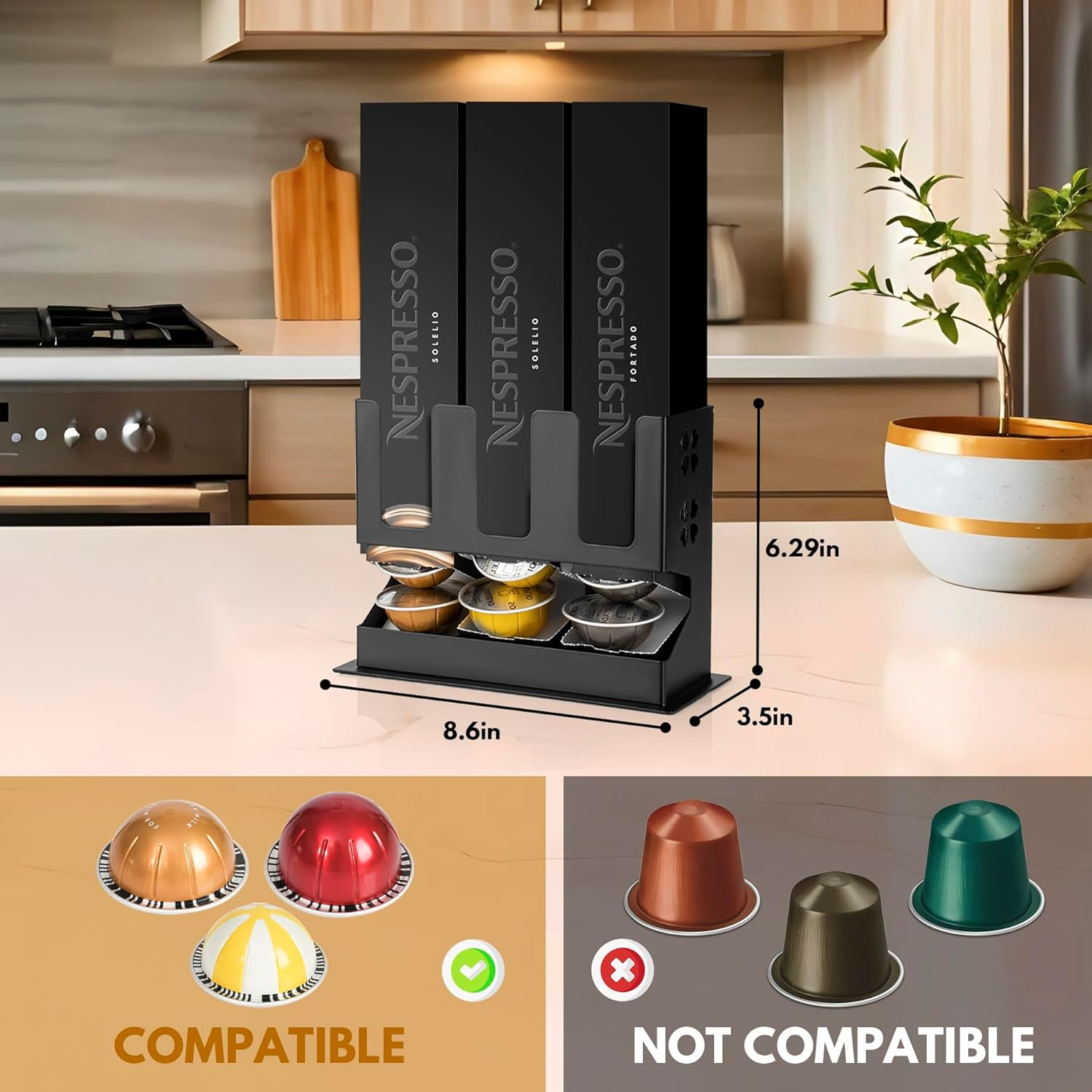 RECAPS Coffee Pod Holder Stand for Stores 30 Pods Compatible with Vertuoline Coffee Pods Cast Iron Black Color (Coffee Pods with Sleeve Box Are Excluded) image number 5