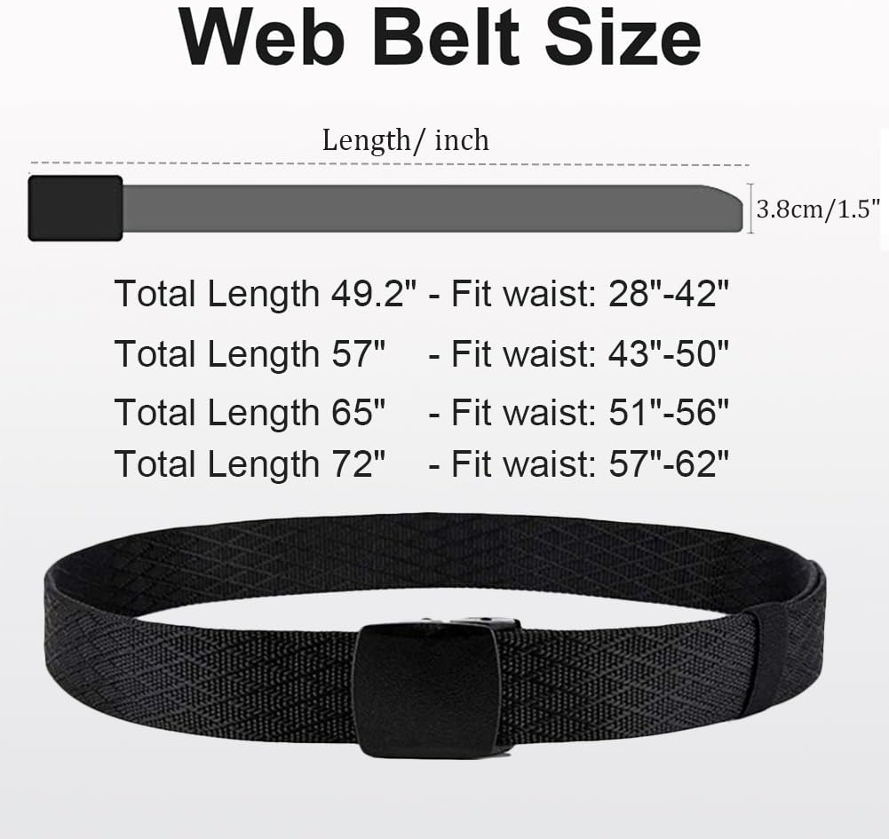 Wyuze Men'S Military Tactical Web Belt, Casual Nylon Webbing with No Metal Buckle