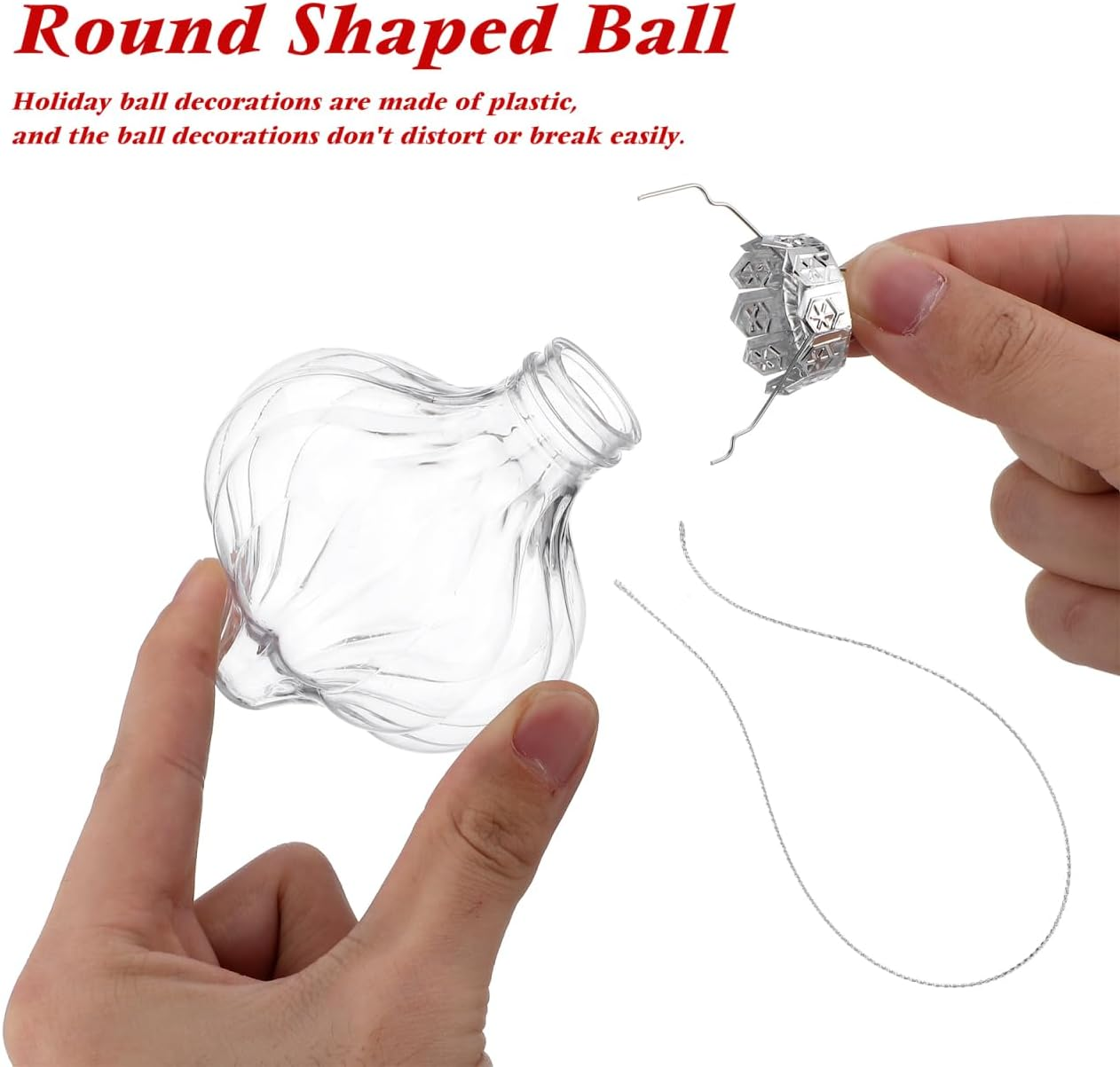 8Pcs Clear Fillable Plastic Christmas Tree Hanging Ornaments DIY Xmas Balls Decoration for Holiday Parties Transparent Bauble Decor and Shatterproof