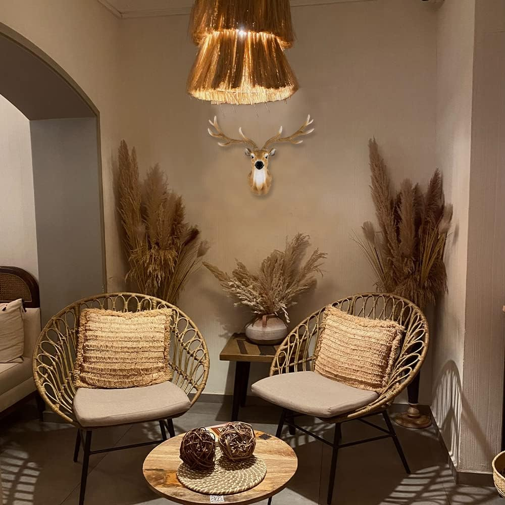 Keygift Deer Head Wall Decor 20 Inch Realistic Brown Deer Antler Wall Sculpture Faux Taxidermy Resin Animal Head Wall Mount image number 5