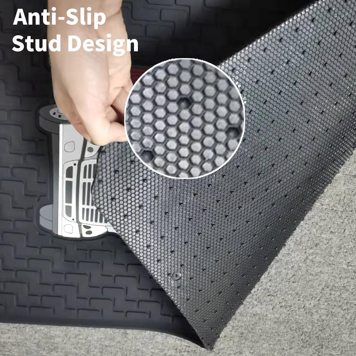 TUSPUR Floor Mat for Freightliner Cascadia 2008-2016 Set Rubber Black Updated Non-Slip for Cascadia Floor Mat Semi Truck Accessories All-Weather Right Passenger/Left Driver Side (White)