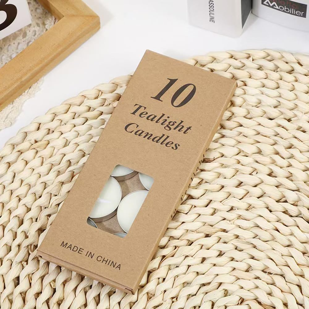 Colored Tealight Candles Handmade Organic Tea Lights Set of 10Pack Small Red Candles 1.5-2 Hours Burn Tea Lights for Valentine'S Day, Birthday, Votive Parties ，Home Decoration (White) image number 2