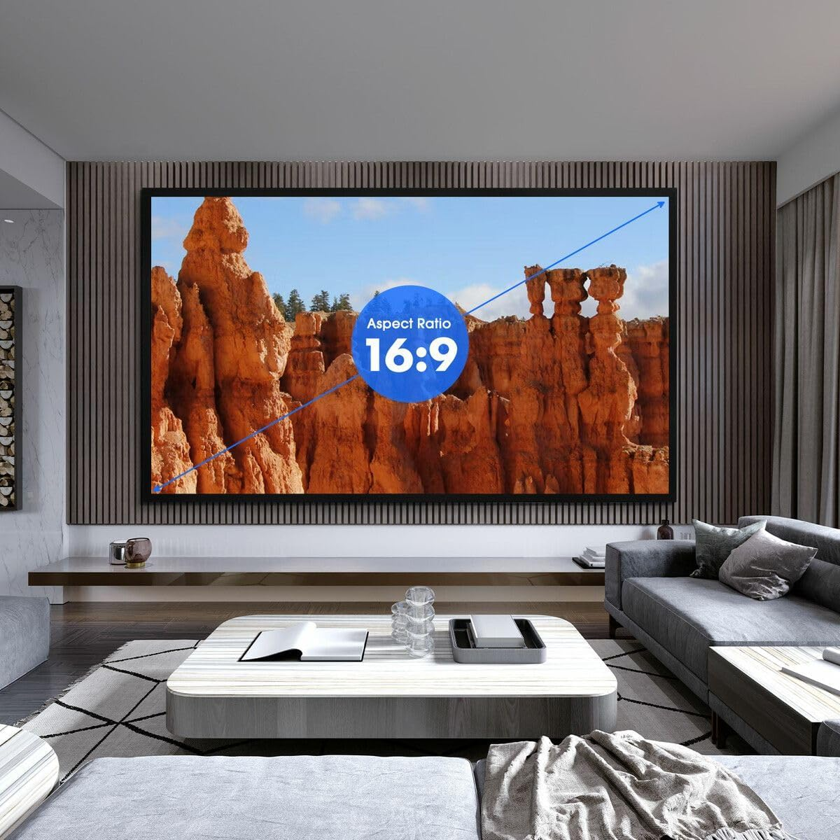 OGL Fixed Frame Projector Screen 4K Ultra HD 16:9 Large Home Movie Cinema Theatre Projection 3D Active Ready 100 Inch Diagonal image number 4