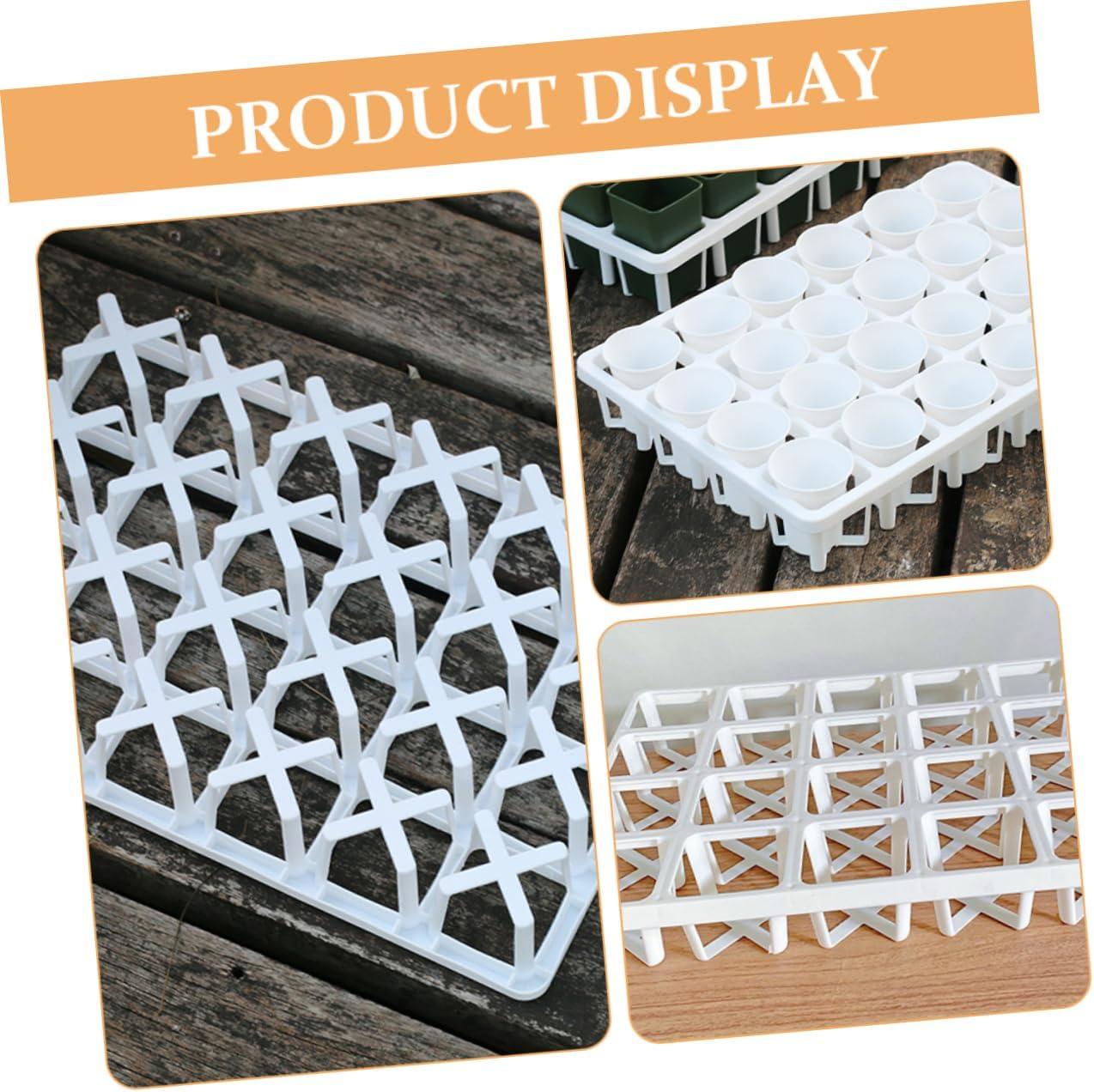 Kisangel 3Pcs Plant Pot Racks for Indoor Gardening Square Hole Vegetable Germination Trays Planter Holders for Seedlings Space-Saving Nursery Pot Brackets image number 2