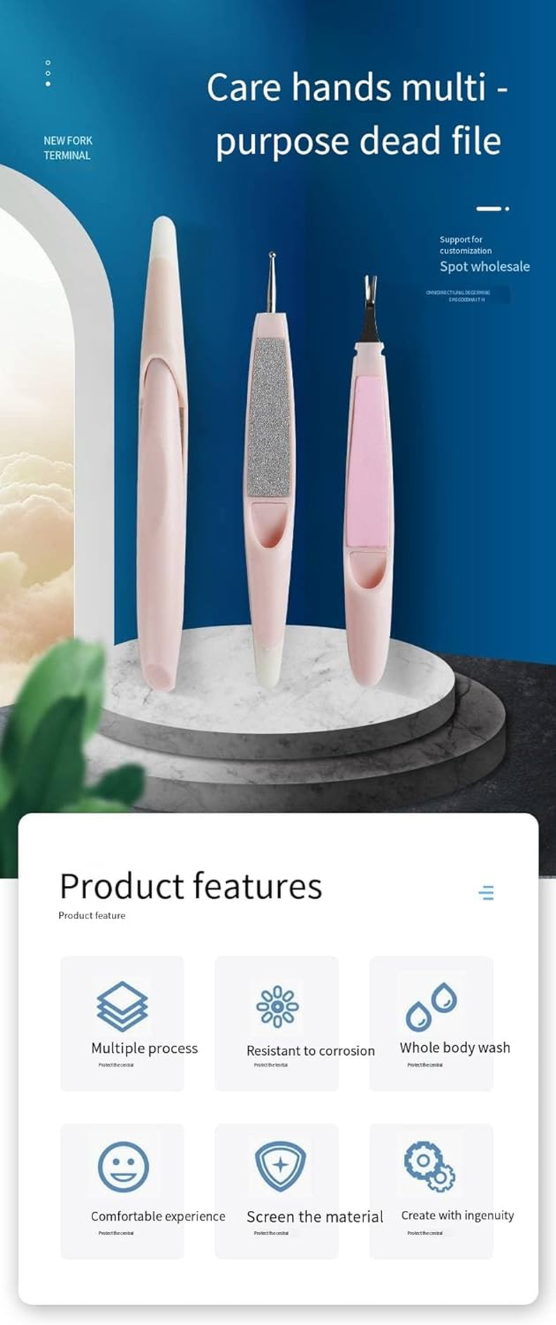 HIGHROCK Multifunctional Cuticle Trimmer Nail Files, Cuticle Pusher Cuticle Knife Remover Dead Skin Nail Art Tools. Professional Finger & Toe Nail Care. image number 6