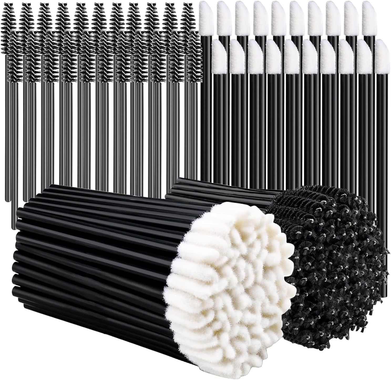 Disposable Makeup Tool Set: 100 Mascara Wands &100 Lip Applicators, Black. Ideal for Mascara, Lipstick Tester Wands,Lip Gloss and Lipstick Testing image number 5