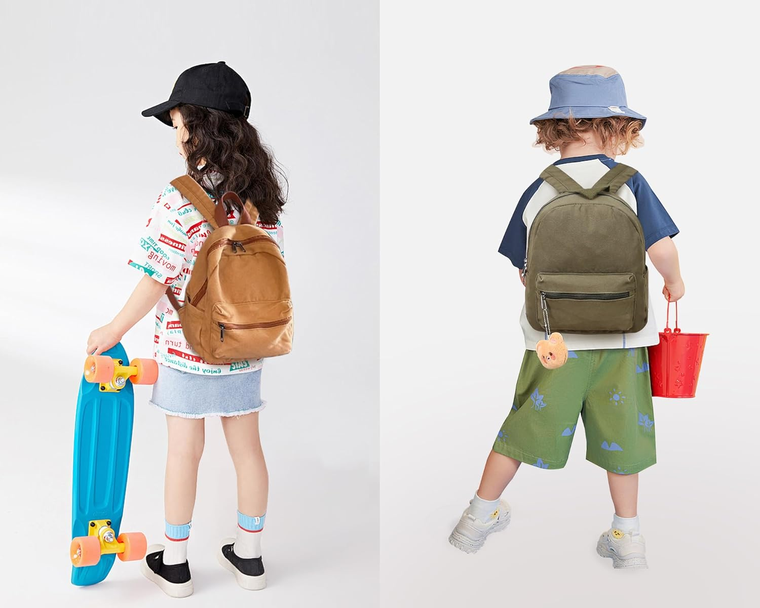 Phaoullzon Girls Mini Backpack Purse for Teens Kids Small Canvas Backpacks with Bear Pendant image number 6