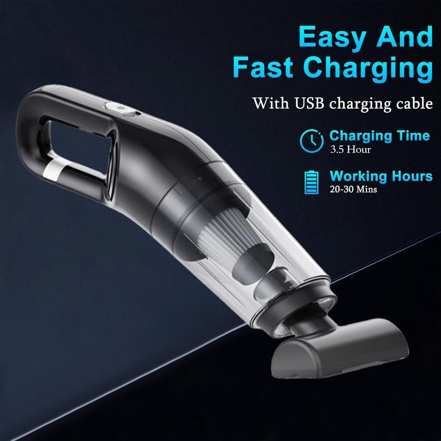 Handheld Portable Car Vacuum Cleaner, 10000Pa Vacuum Cleaner, 120W High Power Hand Held Vacuum and Multi-Nozzles for Car, Home, Office, Pet image number 3