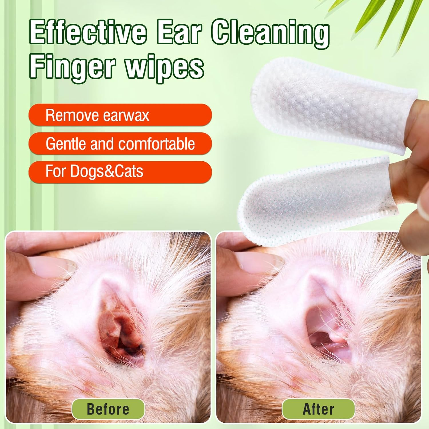 Pet Ear Cleaning Finger Wipes,Soft and Effective Ear Hygiene Solutions for Dogs and Cats,Gentle and Easy to Use,50Pcs image number 4