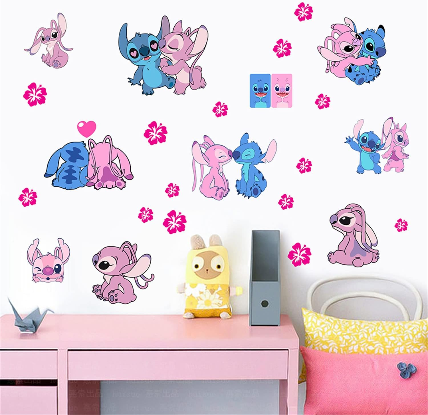 Lilo & Stitch Wall Stickers Cartoon Wall Decals Excellent Vinyl Wall Decor for Girls Room Living Room (Size 17.7 X 23.7 Inch) image number 3