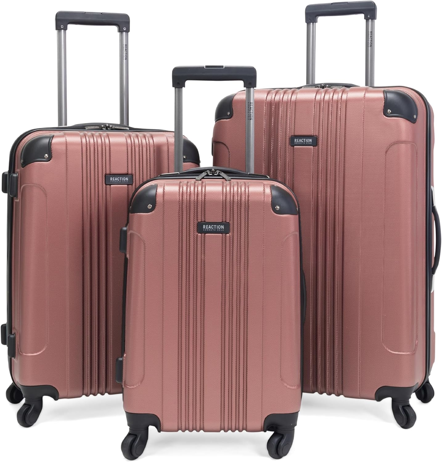 Kenneth Cole REACTION Out of Bounds Lightweight Hardshell 4-Wheel Spinner Luggage, Rose Gold, 3-Piece Set (20", 24", & 28"), Out of Bounds