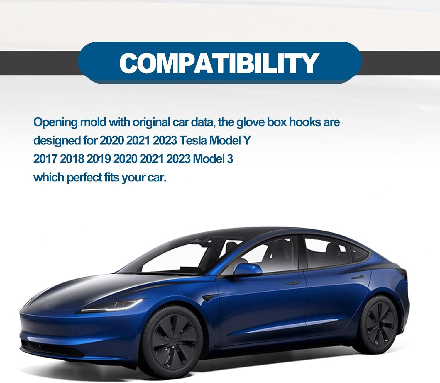 RBOKO 2PCS Glove Box Hooks, Compatible with 2020-2023 Tesla Model Y and 2017-2023 Model 3 Accessories, Glove Box Organizer Bag Holder, Storage Hanger Clip image number 1