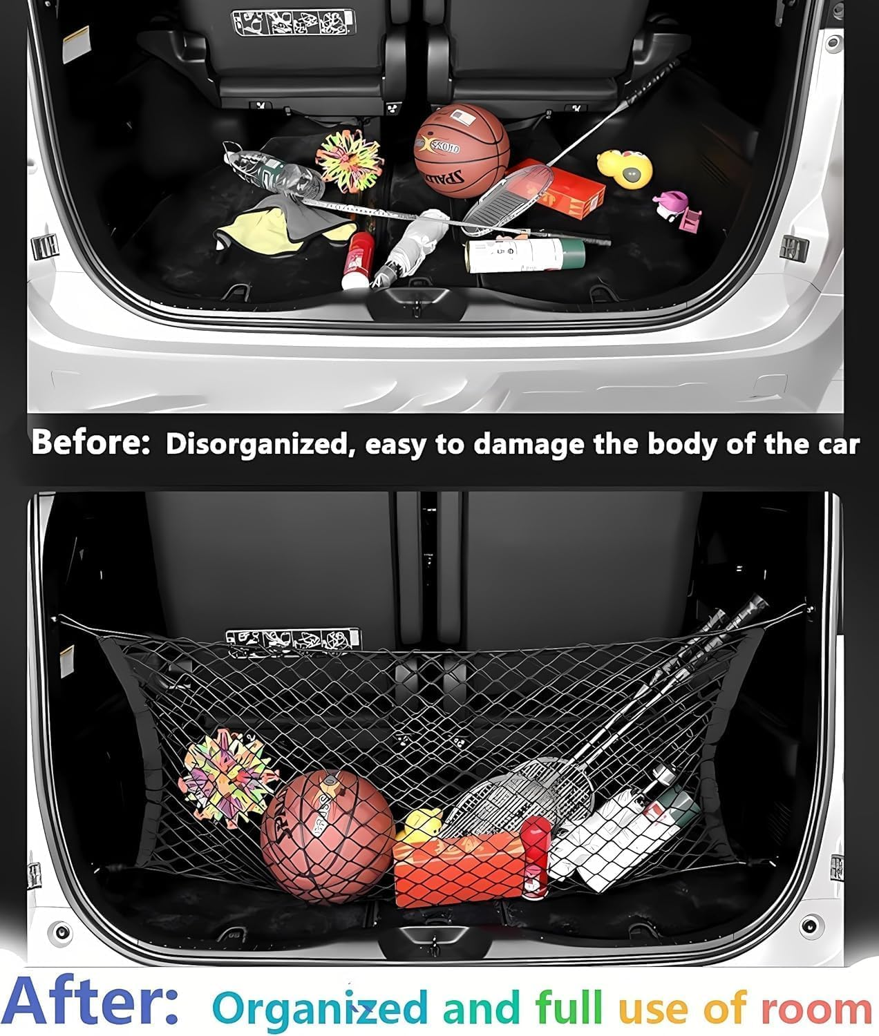 Cargo Net Compatible with 2019 to 2025 Subaru Forester, Black, Nylon/Polyester, Hook Fastener image number 1