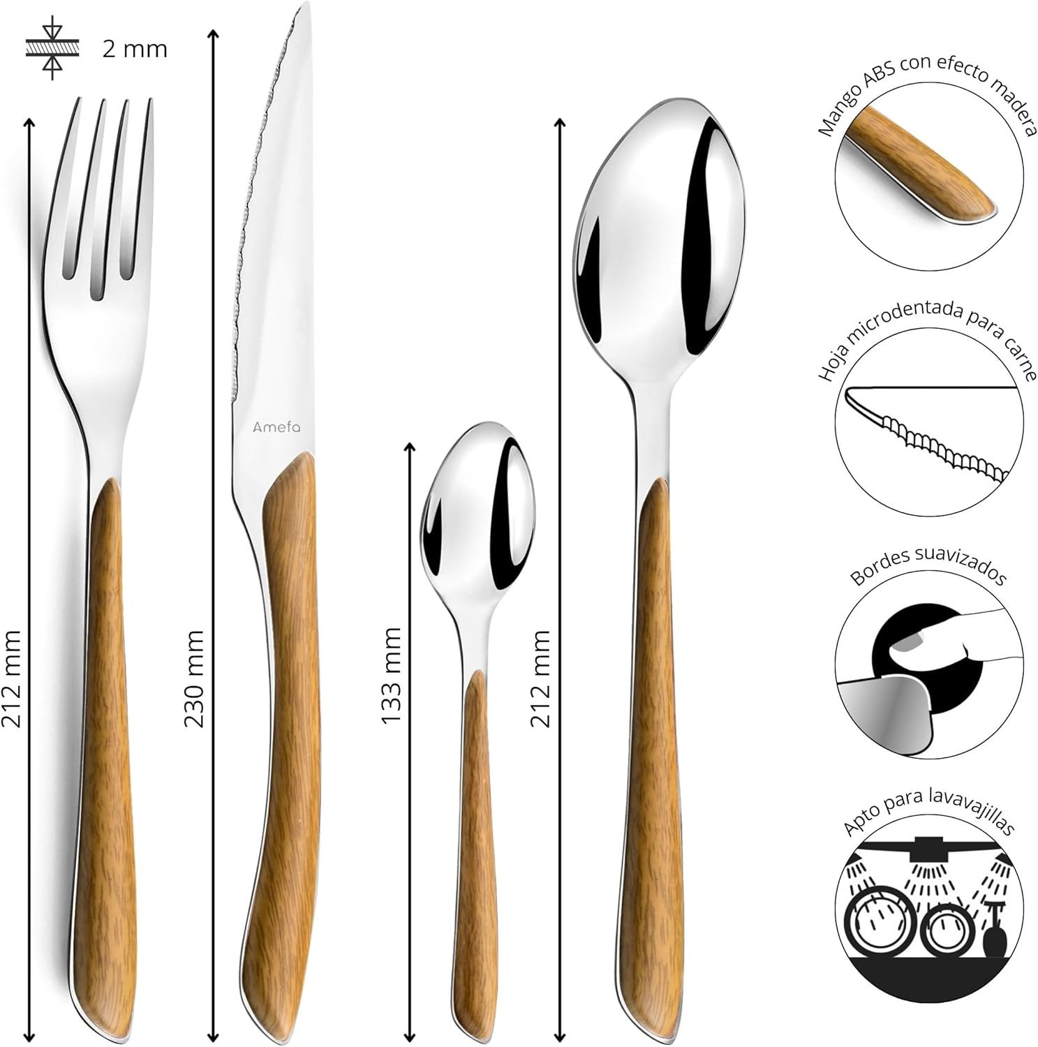 Amefa ECLAT Nature - Light Wood 24-Piece Household Set - Bois Noir image number 3