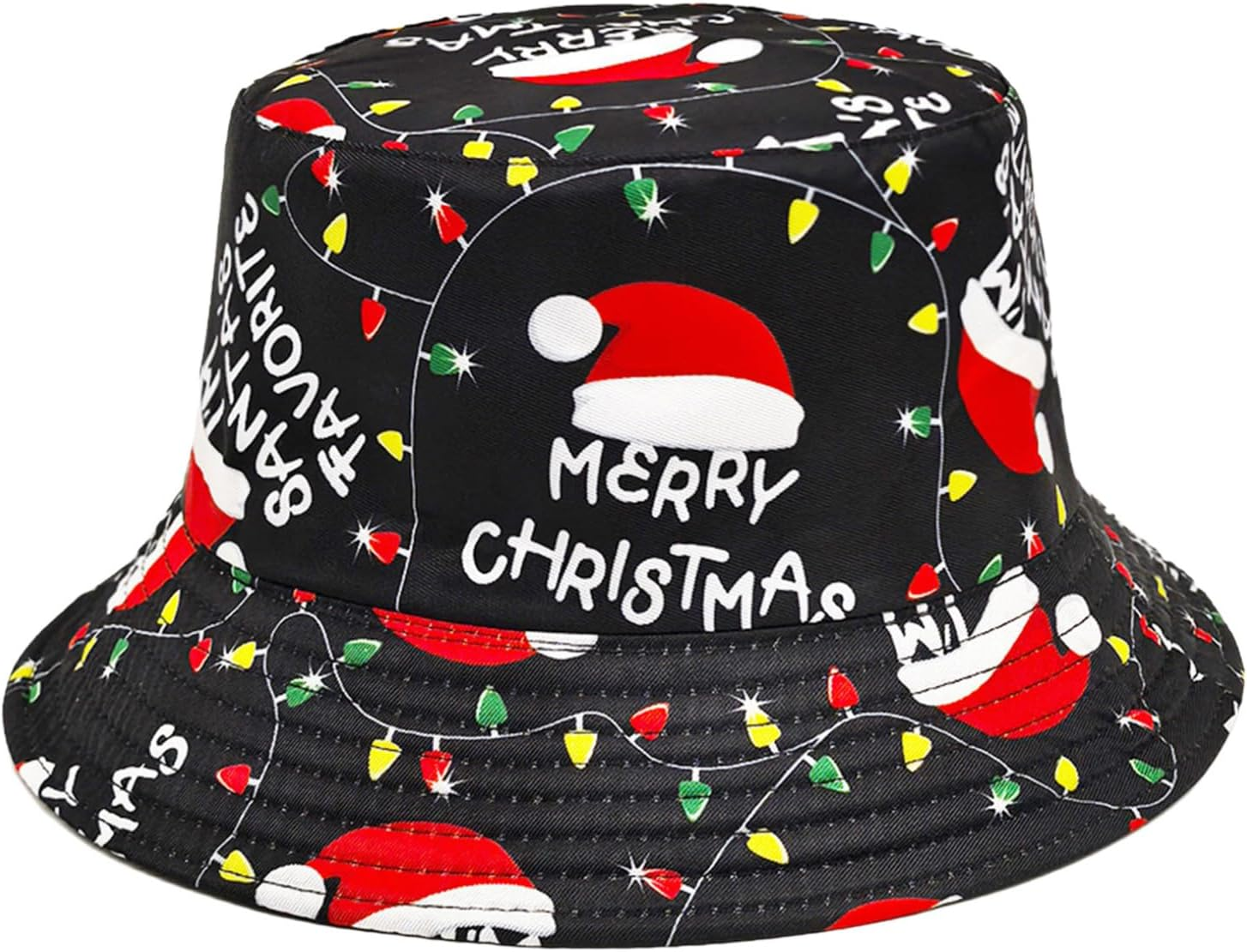 Renvena Christmas Bucket Hat for Women Men Teens Unisex Santa Claus Snowflake Print Fisherman Cap