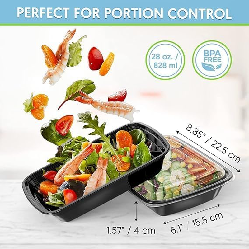 LALOCAPEYO Meal Prep Container 1 Compartment - 35 Pack Extra-Thick Food Storage Containers W/Lids Plastic Bento Box Reusable BPA Free Lunch Boxes (830Ml) image number 2