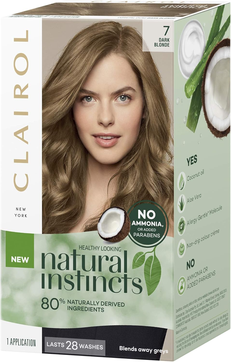 Clairol Natural Instincts Semi-Permanant Hair Colour, 7 Dark Blonde, Ammonia Free, Natural Hair Colour (Pack of 2)