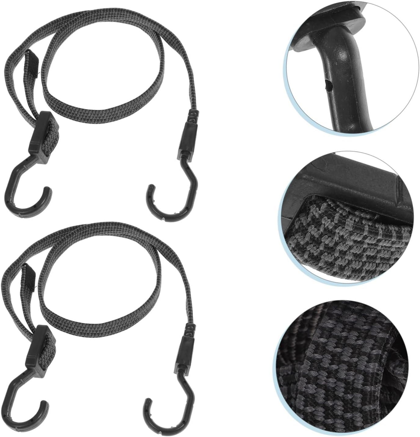 GRIRIW 3Pcs Adjustable Bungee Cord Straps with Hooks, Elastic Rubber Binding Rope 100Cm, Heavy Duty Luggage Tie down for Outdoor Camping, Travel, and Sports image number 3