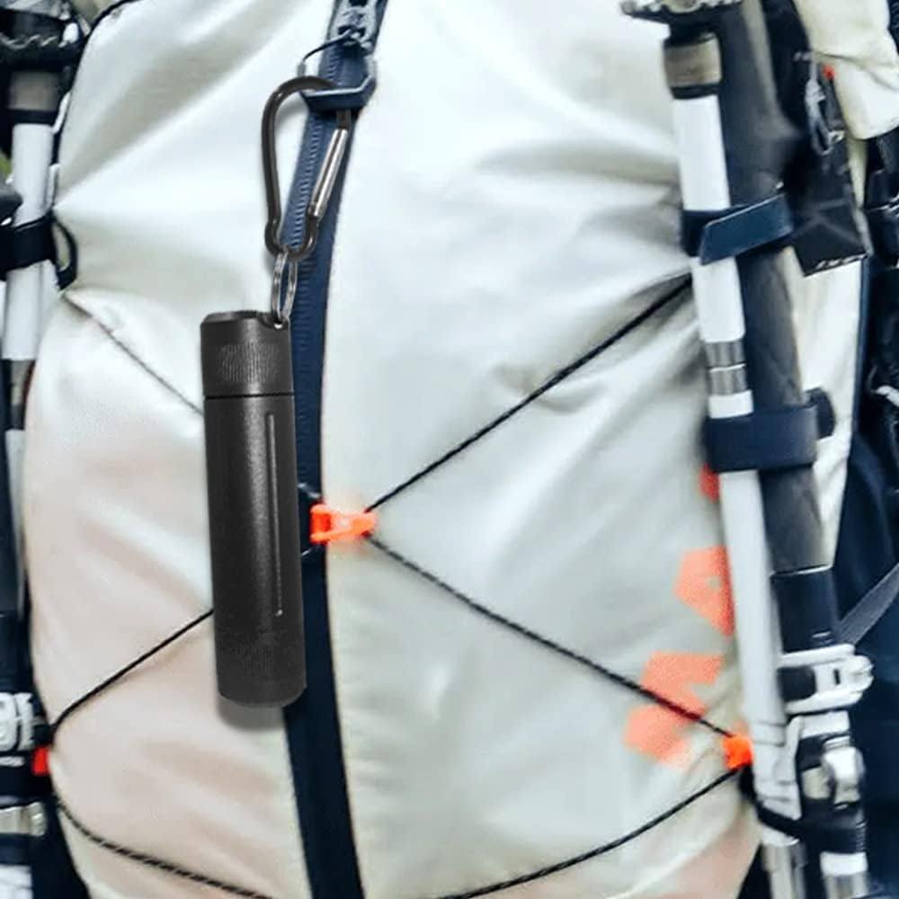 Finegood 2 Set of Smell Proof Container, Waterproof Airtight Stash Jar Portable Aluminium Alloy Container with Carabiner for Outdoors Survival image number 1