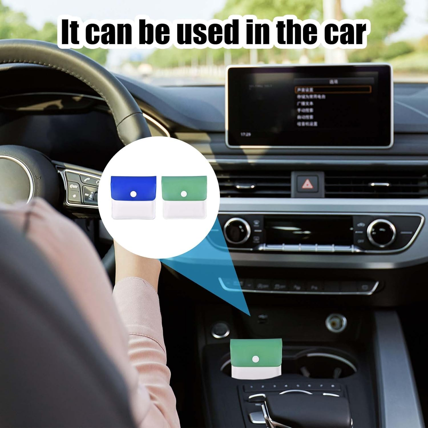 2Pcs Pocket Portable Ashtray Pouch, PVC Fireproof Reusable Odorless Ashtray Small for Outdoor or Travel Use, Outdoor Environment Friendly Butt Disposal Bag (Blue and Green) image number 2