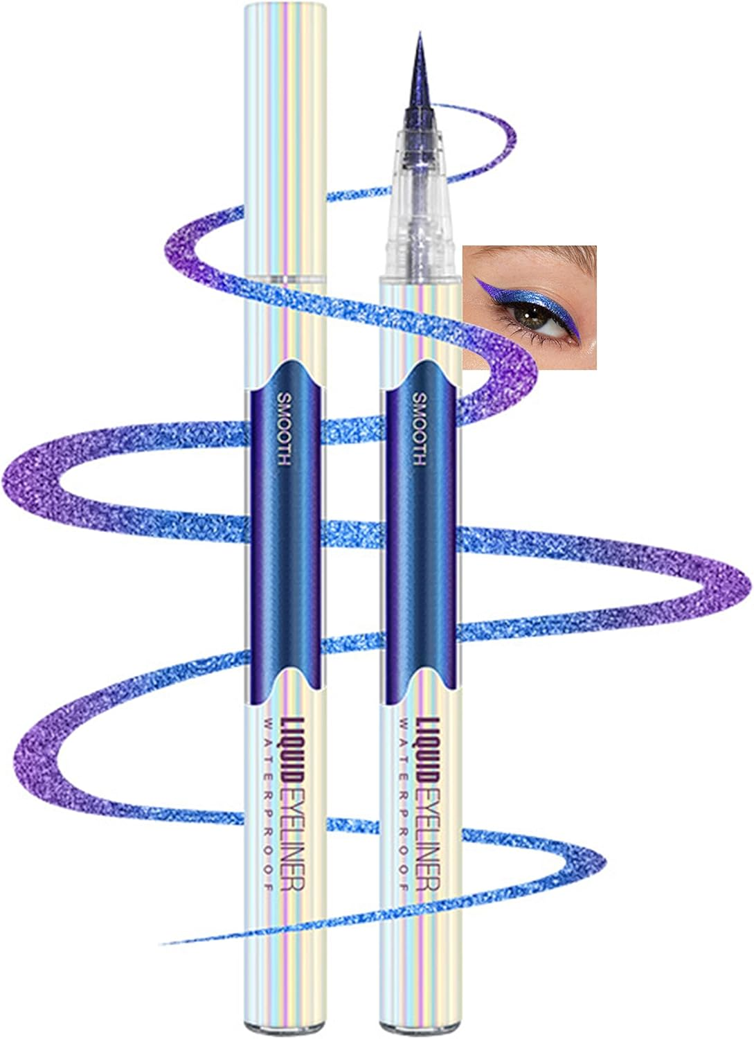 Erinde Chameleon Liquid Eyeliner Pen, Liquid Glitter Eye Makeup, Highly Pigmented, Metallic Intense Multicolor Shifting Waterproof Eyeliner, Ultra-Fine Tip, Longwearing, Smudge-Proof #02