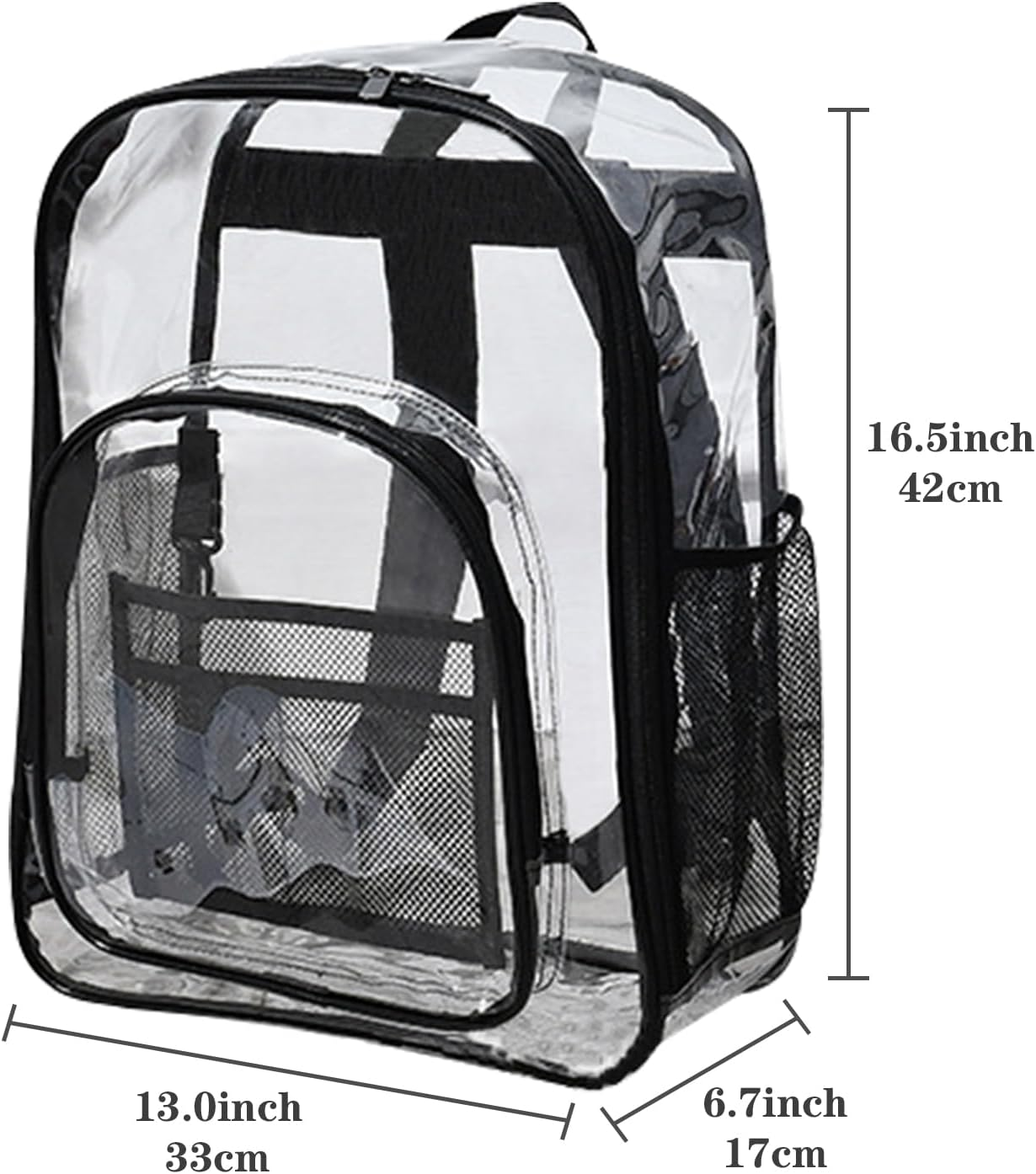 Lizbin Clear Backpack, Clear Backpack Stadium Approved, Heavy Duty PVC Transparent Backpack, Small Clear Backpack with Reinforced Strap, Clear Stadium Bag for Concert Sport Event Work Festival (Black) image number 3
