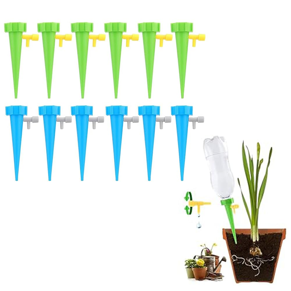 12 PCS Self Plant Watering Spikes,Adjustable Self Watering System, Automatic Drip Irrigation System with Slow Release Control Valve Switch - for Flowers or Vegetables Indoor & Outdoor image number 3