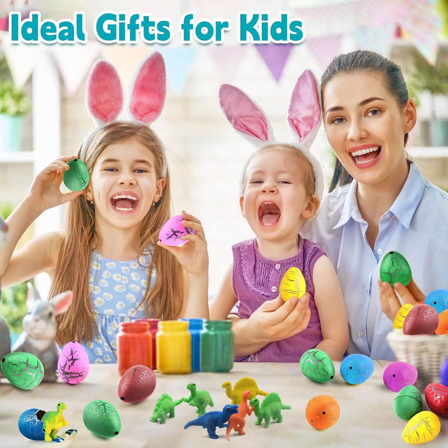 24 Pcs Large Hatching Dinosaur Eggs Toys in Water with Assorted Color for Kids Party Bag Filler, Growing Dino Hatching Eggs for Party Favors Science Easter Basket Stuffers Egg Hunt Gift image number 2