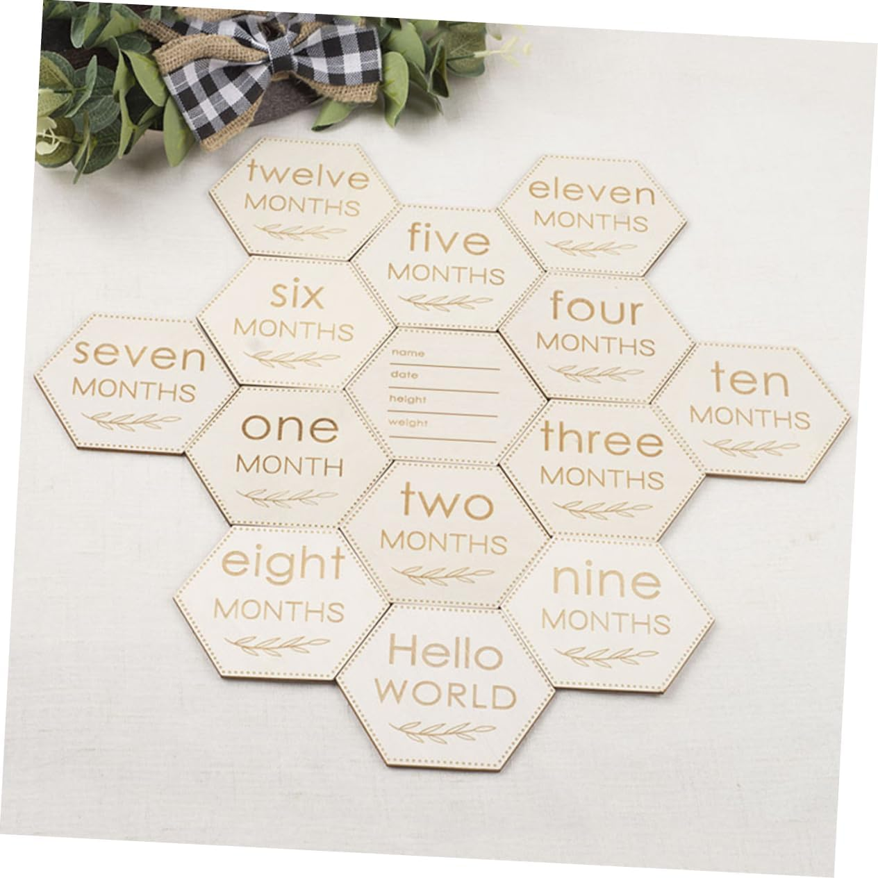 12Pcs Milestone Cards for Growth Wooden Milestone Photography Props for Newborns Capture Your Special Moments Months image number 5