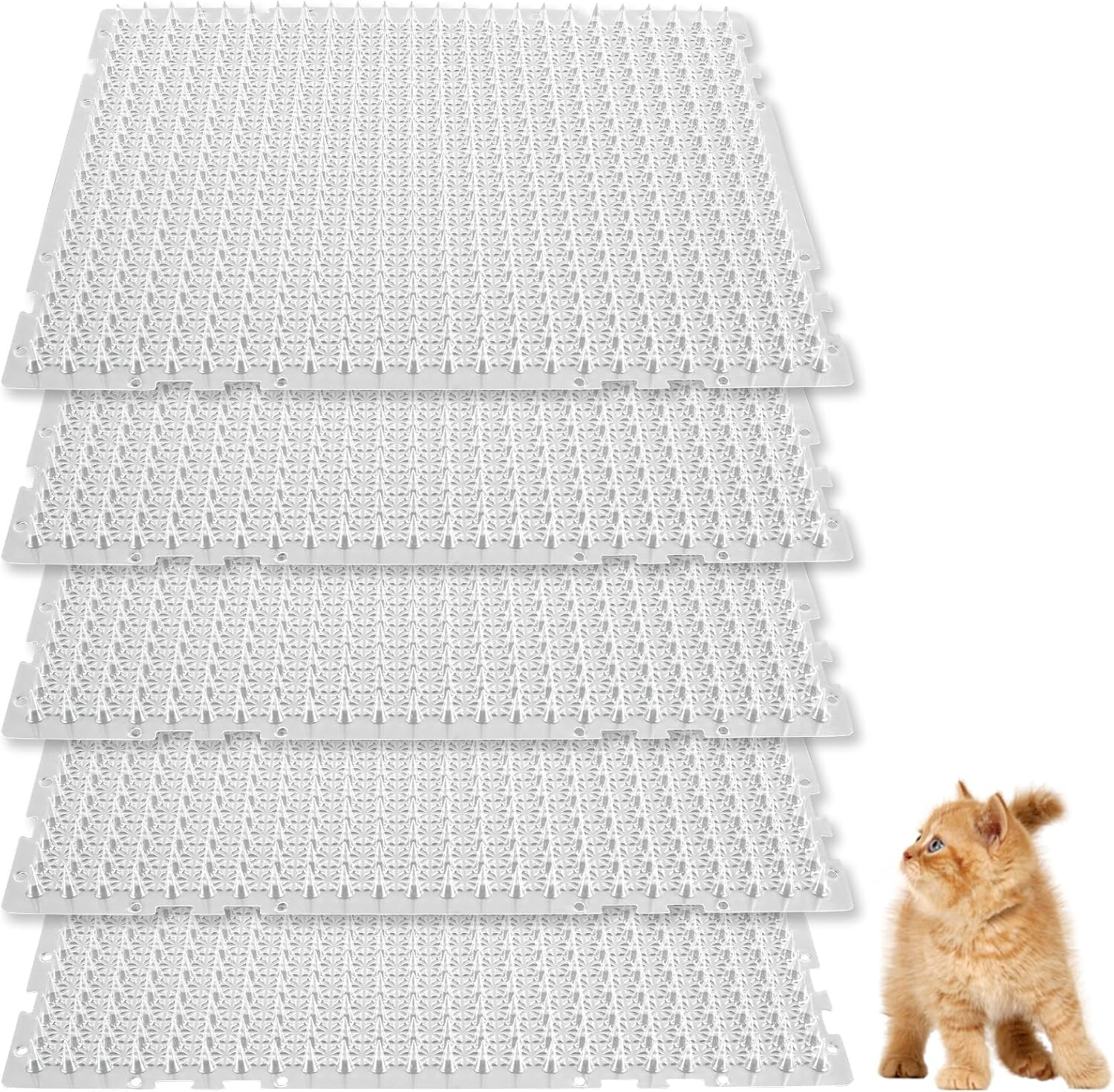 5 Pack Scat Mat for Cats Clear Pet Spike Mats with Spikes to Deter Dogs and Other Animals Away Cat Repellent Indoor Outdoor Scat Mat for Sofa Door Balcony Patio 16 X 13 Inches Pouywh(Transparent) image number 6