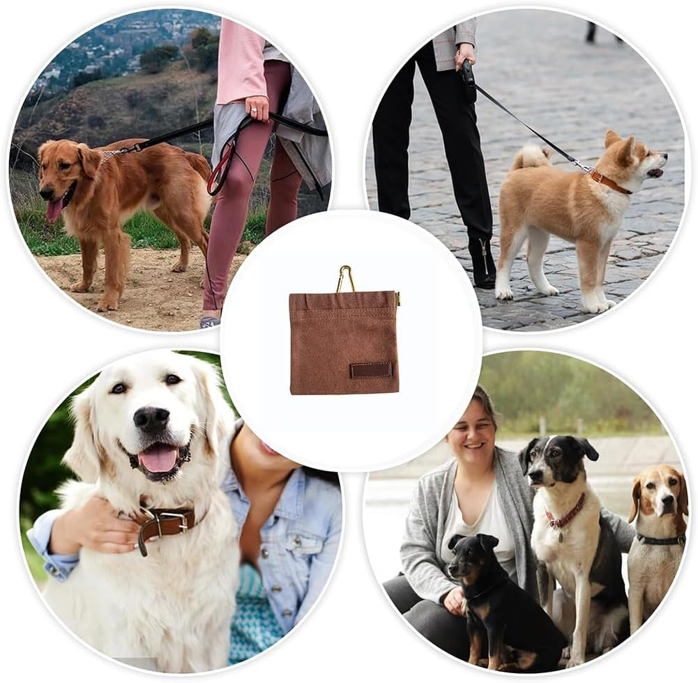 2 Pack Dog Treat Bags, Portable Hand Free Treat Bag for Dog Training, Auto Closing Pet Feed Reward Pocket for Puppy Travel or Outdoor Use