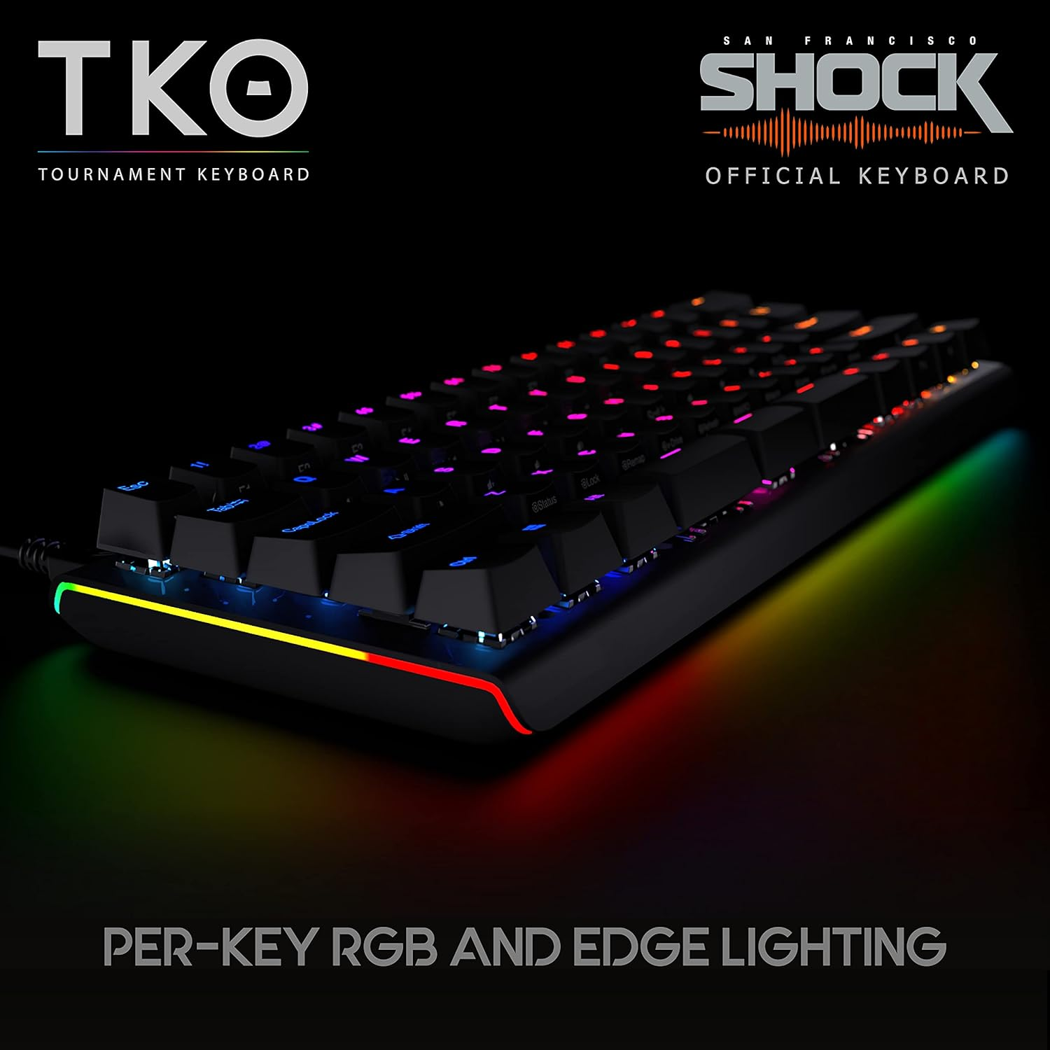 KINESIS Gaming TKO Mechanical Keyboard | Tactile Brown Switches | 60% Layout | Split Spacebar | Hotswap | PBT Keycaps | Aluminum Body | SF Shock Limited Edition Travel Case image number 1