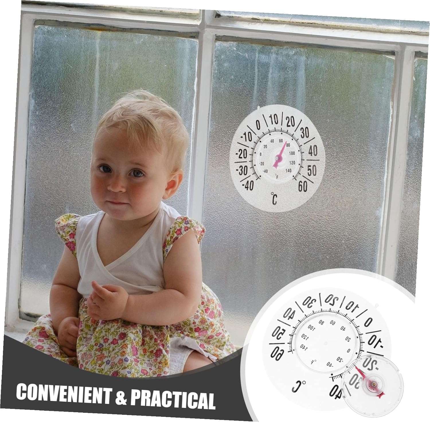 Precise Window Thermometer with Display and Suction Cup Reliable Indoor Outdoor Temperature Gauge for Home Greenhouse Easy to Read and Stick Surfaces image number 1