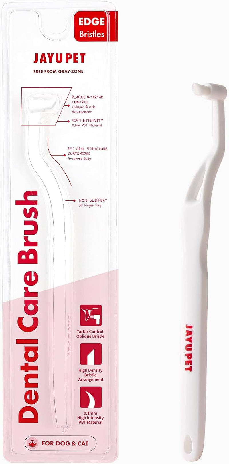 JAYU PET Dental Care Brush (Edge Bristles) - Micro round Head Dog Toothbrush, Cat Toothbrush, Dental Care, Perfect for Kitten & Small Breed with End-Tuft Diagonal-Shaped Bristles & Easy Grip Handle image number 2