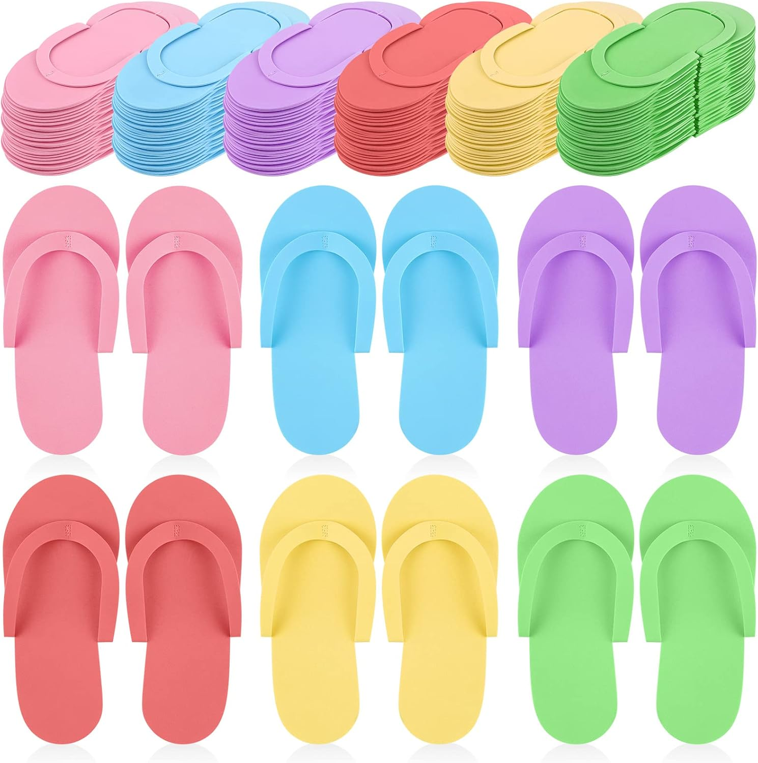 Geyoga 48 Pairs Disposable Pedicure Slippers Foam Disposable Slippers Multi Color Pedicure Sandals Spa Pedicure Flip Flops Pedicure Shoes for Women Salon Nail Spa Pedicure