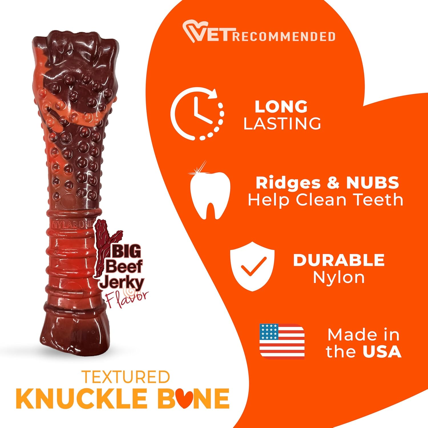Nylabone Power Chew Flavor Frenzy Knuckle Bone Chew Toy for Dogs, Indestructible Chew Toys for Aggressive Chewers, Beef Jerky Flavor, X-Large/Souper - 50+ Lbs. (1 Count) image number 2